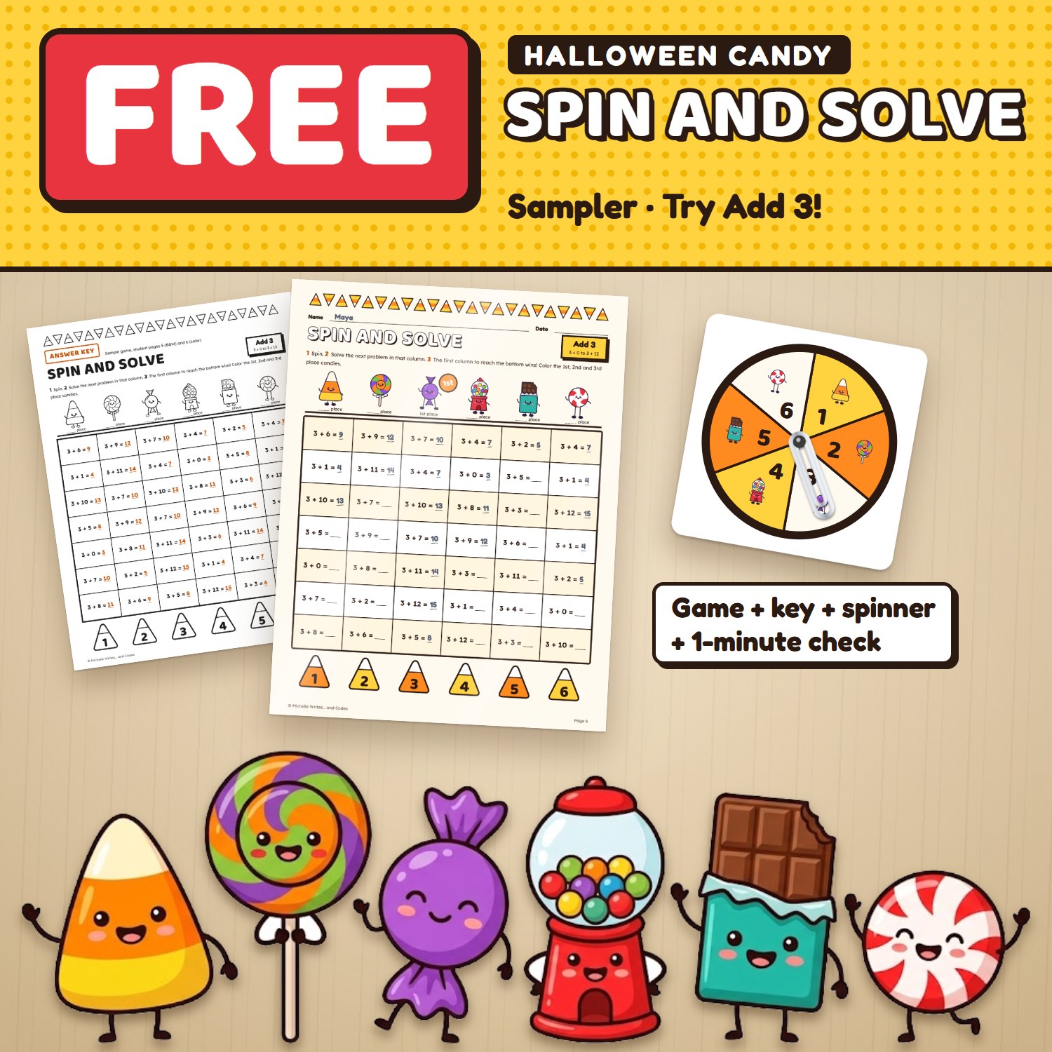 Cover of Halloween Candy Spin and Solve FREE Sampler