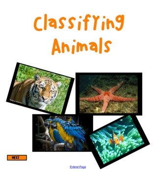 Cover of Classifying Animals Smart Notebook Lesson
