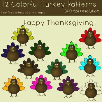 Cover of Thanksgiving Colorful Turkey Clipart