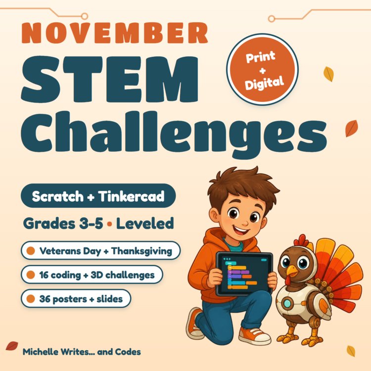 Cover of November DIGITAL STEM Challenges {Veterans Day , Thansgiving}