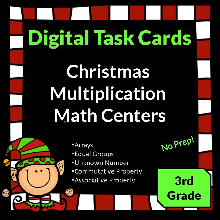 Cover of Christmas Activities Multiplication Third Grade Math Centers Digital Task Cards