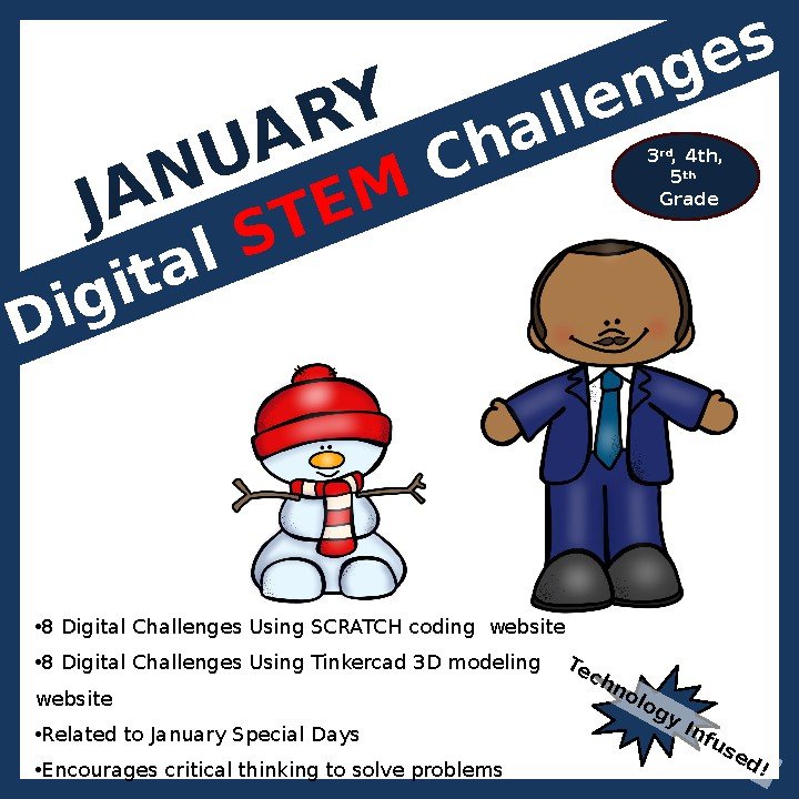 Cover of January DIGITAL STEM challenges | coding | winter | Martin Luther King Jr.