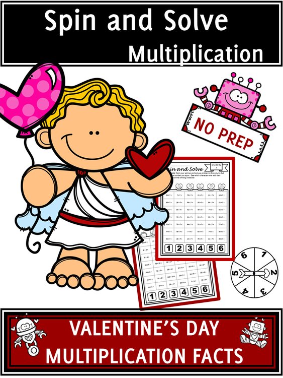 Cover of Valentine's Day Activities Multiplication Spin and Solve Math Centers