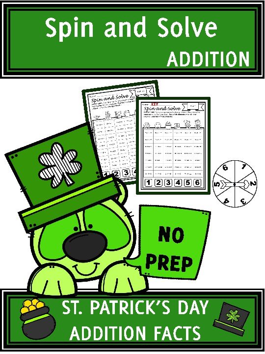Cover of St. Patrick's Day Activities Addition Spin and Solve Math Centers