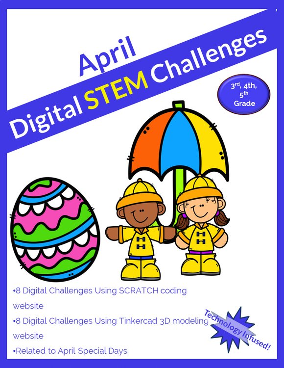 Cover of April DIGITAL STEM challenge|coding|Easter|April Showers