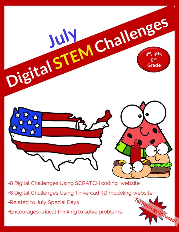 Cover of July DIGITAL STEM challenge|coding|Fourth of July|Summer Cookout