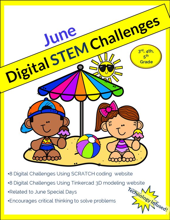Cover of June DIGITAL STEM challenge|coding|Summer|Beach|Ocean