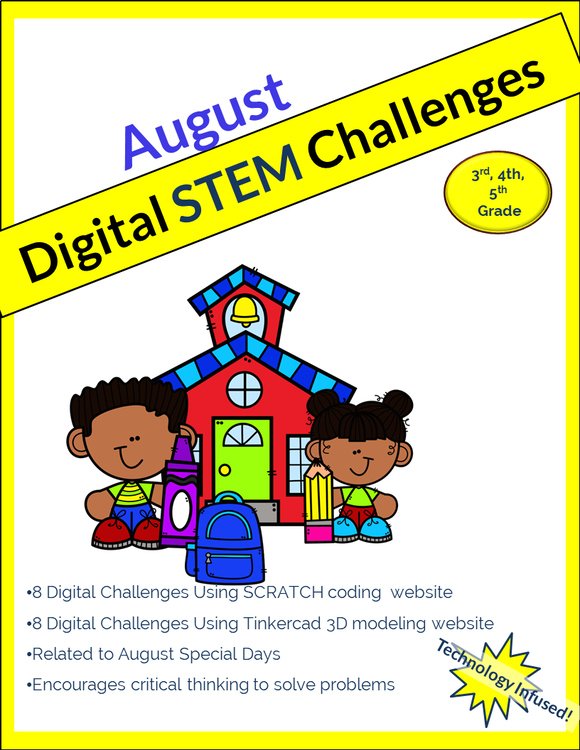 Cover of Back to School STEM Challenges 3rd-5th | Scratch Coding & Tinkercad 3D