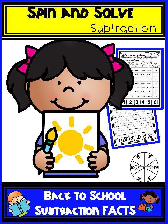 Cover of Back to School Subtraction Math Centers K-3 | No Prep Worksheets