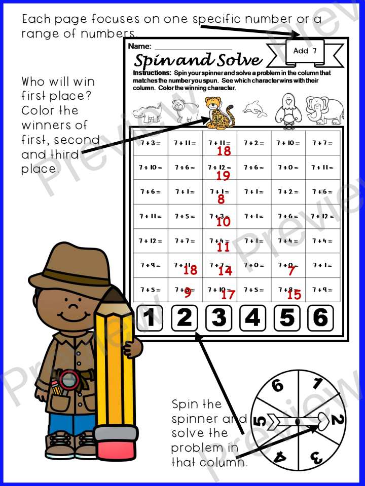 Preview page 6 of Back to School Addition Math Centers K-3 | No Prep Worksheets