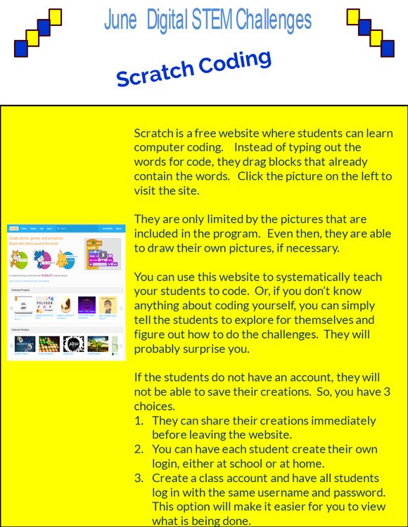 Preview page 1 of June DIGITAL STEM challenge|coding|Summer|Beach|Ocean
