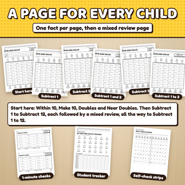 Preview page 3 of Candy Theme Subtraction Spin and Solve Math Centers