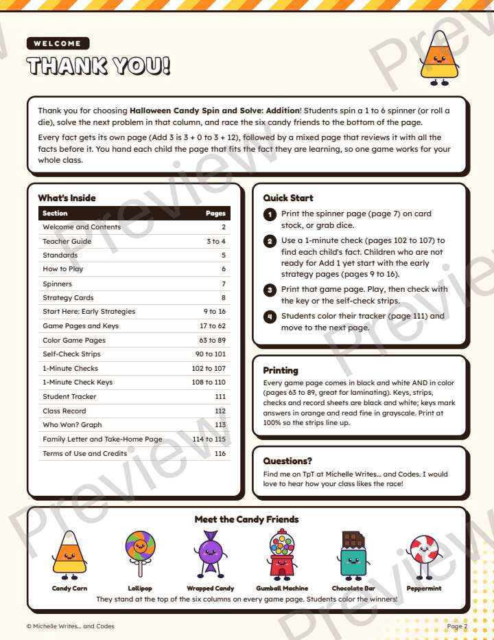 Preview page 5 of Candy Theme Addition Spin and Solve Math Centers