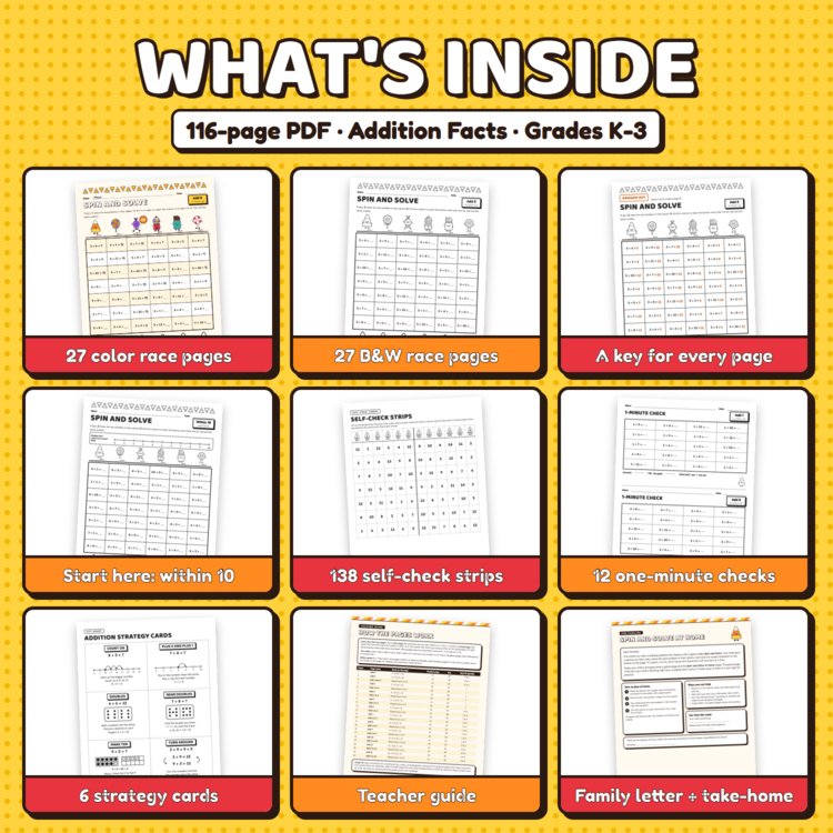 Preview page 2 of Candy Theme Addition Spin and Solve Math Centers